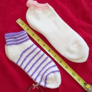 2 pair vintage bootie socks. Pom pom and stripes